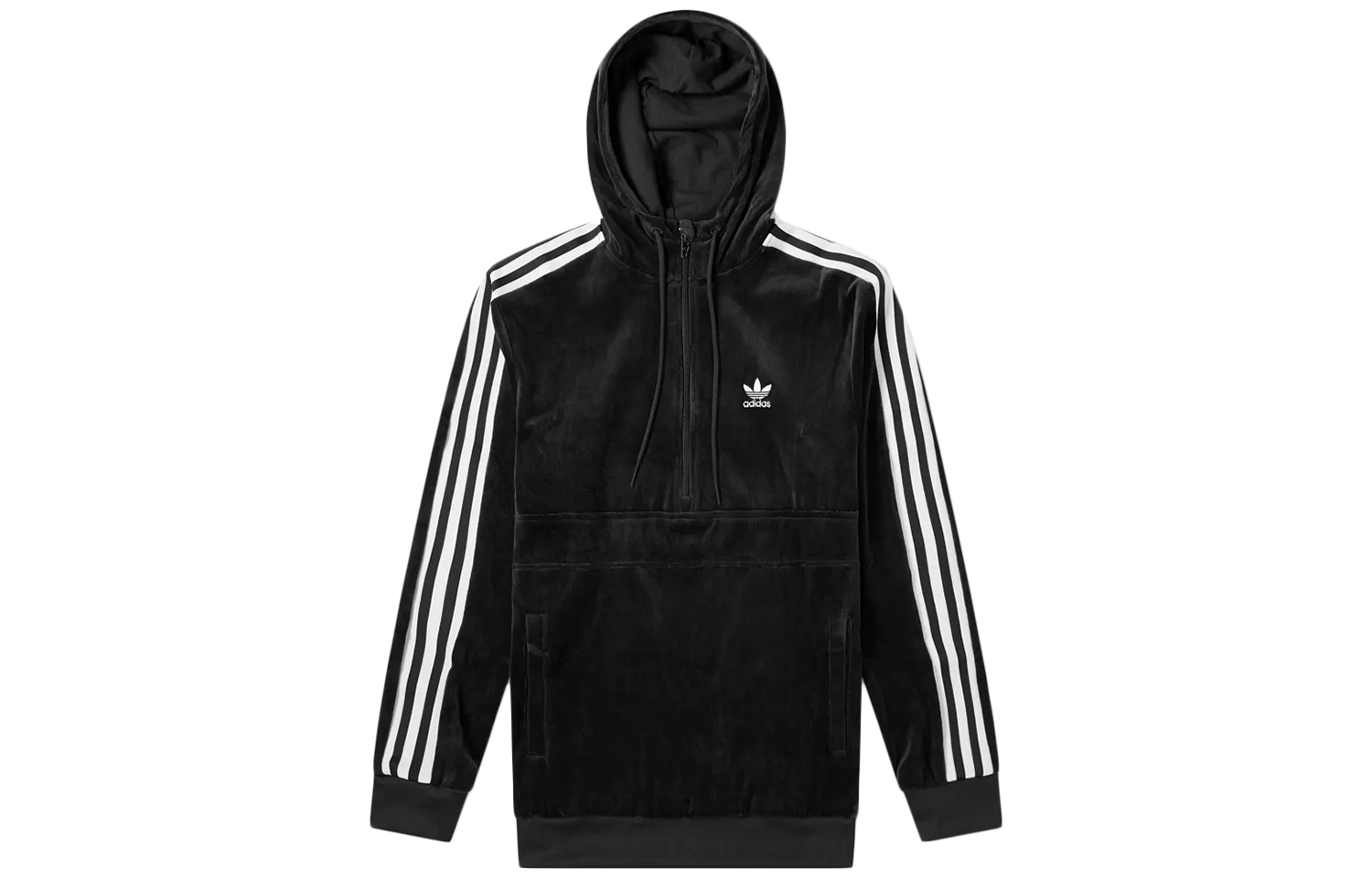 adidas Originals Cozy Half-Zip Pullover Hoodie Black Mens Sweatshirt DX3625