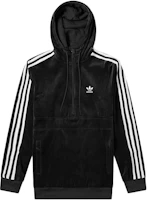 adidas Originals Cozy Half-Zip Pullover Hoodie Black Mens Sweatshirt DX3625 adidas Originals Cozy Half-Zip Pullover Hoodie Black Mens Sweatshirt DX3625