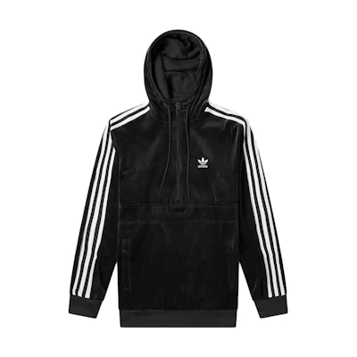 adidas Originals Cozy Half-Zip Pullover Hoodie Black Mens Sweatshirt DX3625
