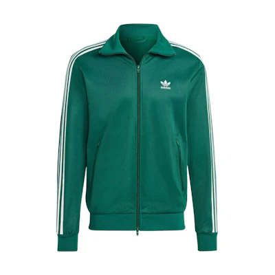 adidas Originals Dark Green Striped Logo Zip-Up Track Jacket IA4777