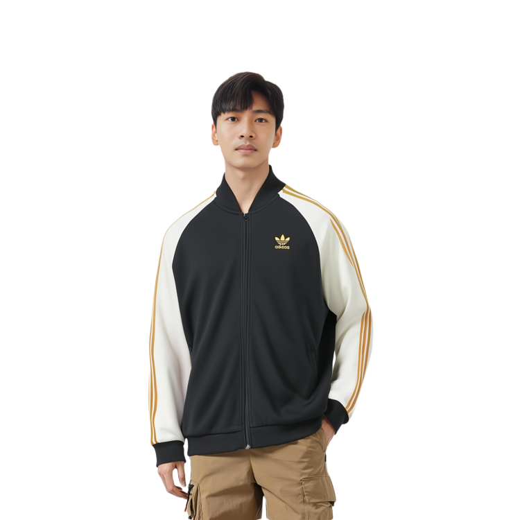 Cheap adidas Originals 男款復古雙面針織SST條紋運動外套 黑長袖 IX4240