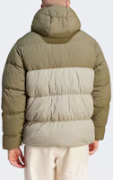 Lookbook adidas Originals Down Regen Adv Puffer Jacket Olive Green Hooded Coat. HZ0682