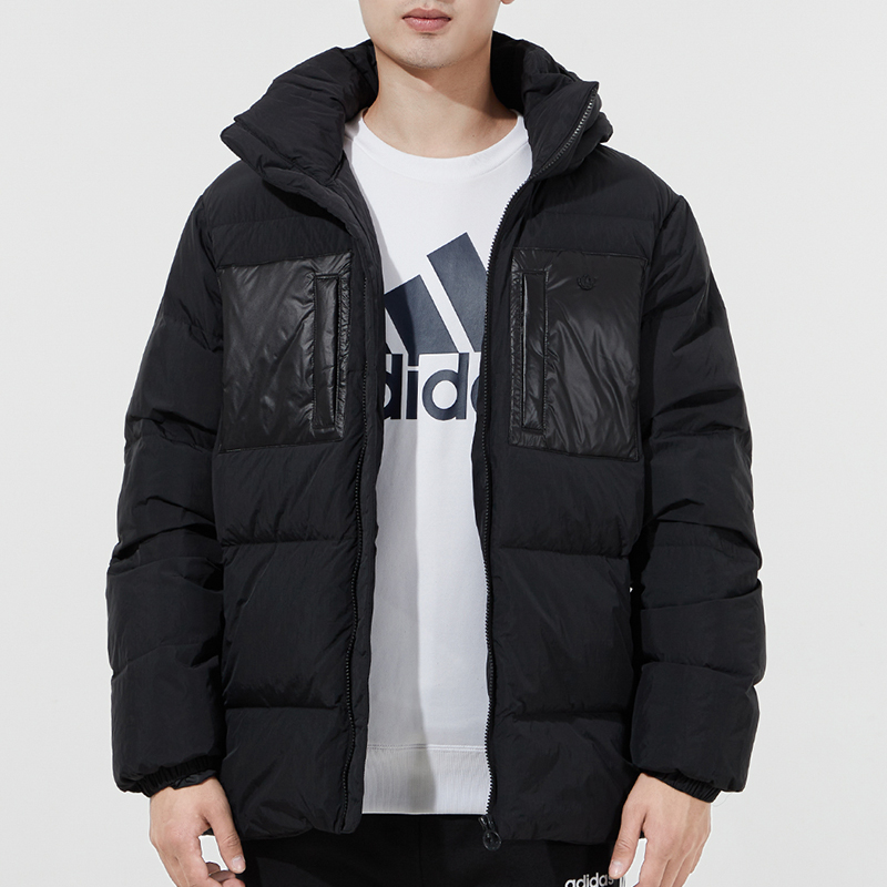 Shop adidas Originals 冬黑羽絨連帽外套 H13564
