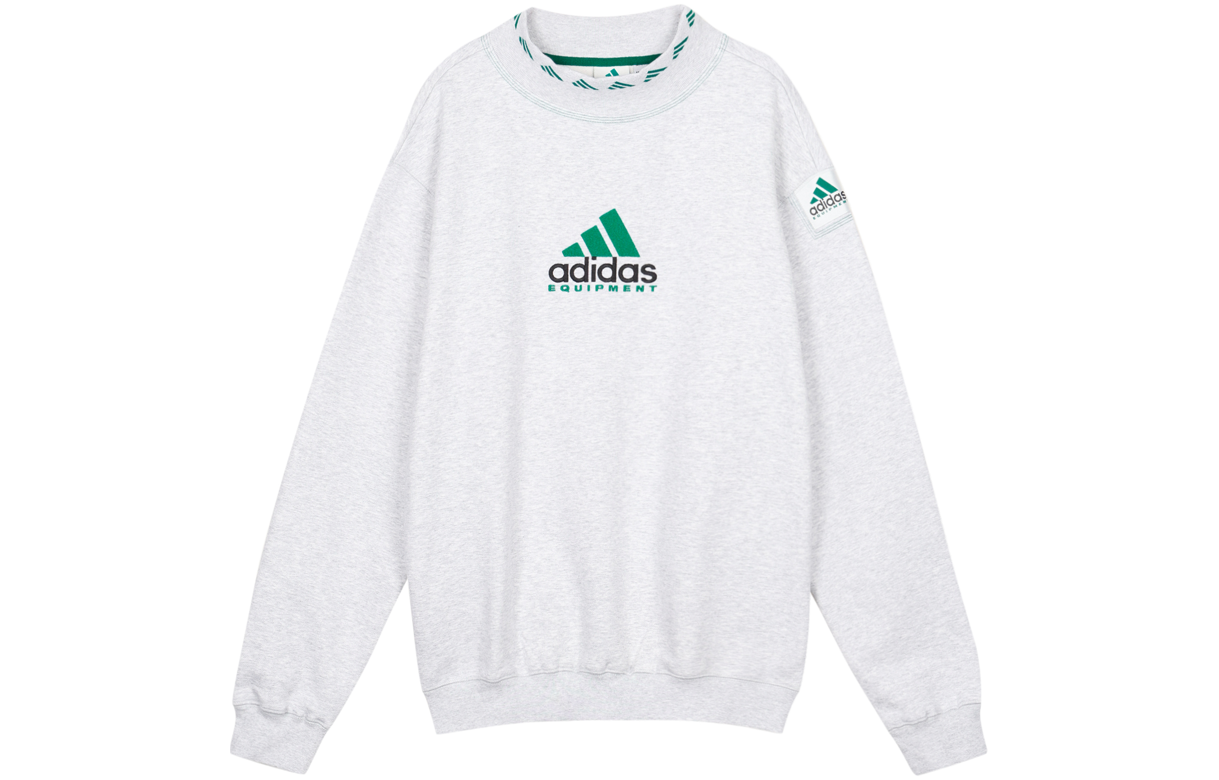 adidas Originals EQT Logo Embroidered Crewneck Pullover Sweatshirt Grey Mens HG8094