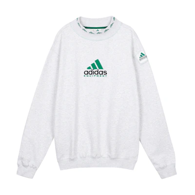 adidas Originals EQT Logo Embroidered Crewneck Pullover Sweatshirt Grey Mens HG8094