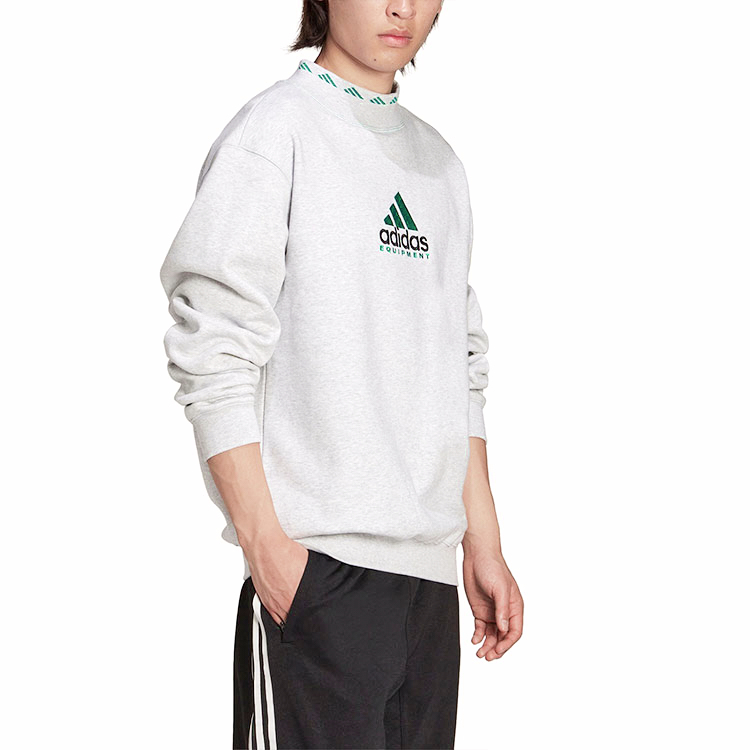 adidas Originals EQT Logo Embroidered Crewneck Pullover Sweatshirt Grey Mens HG8094 圖 6
