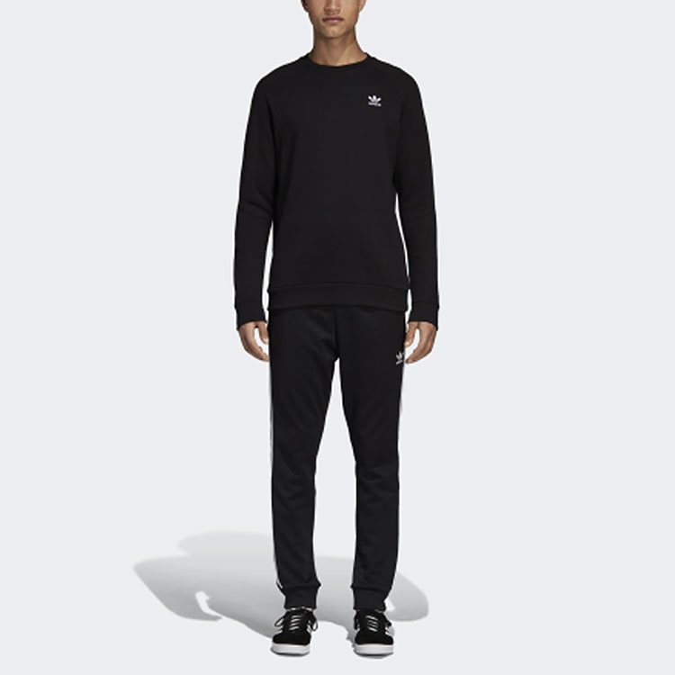 Shop adidas Originals 復古黑色圓領基本款長袖運動衫 DV1600