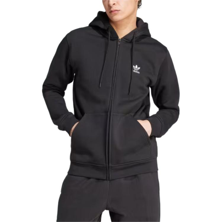 adidas Originals Essential Trefoil Black Hoodie - Soft, Warm, Zip-Design IW5791 圖 4