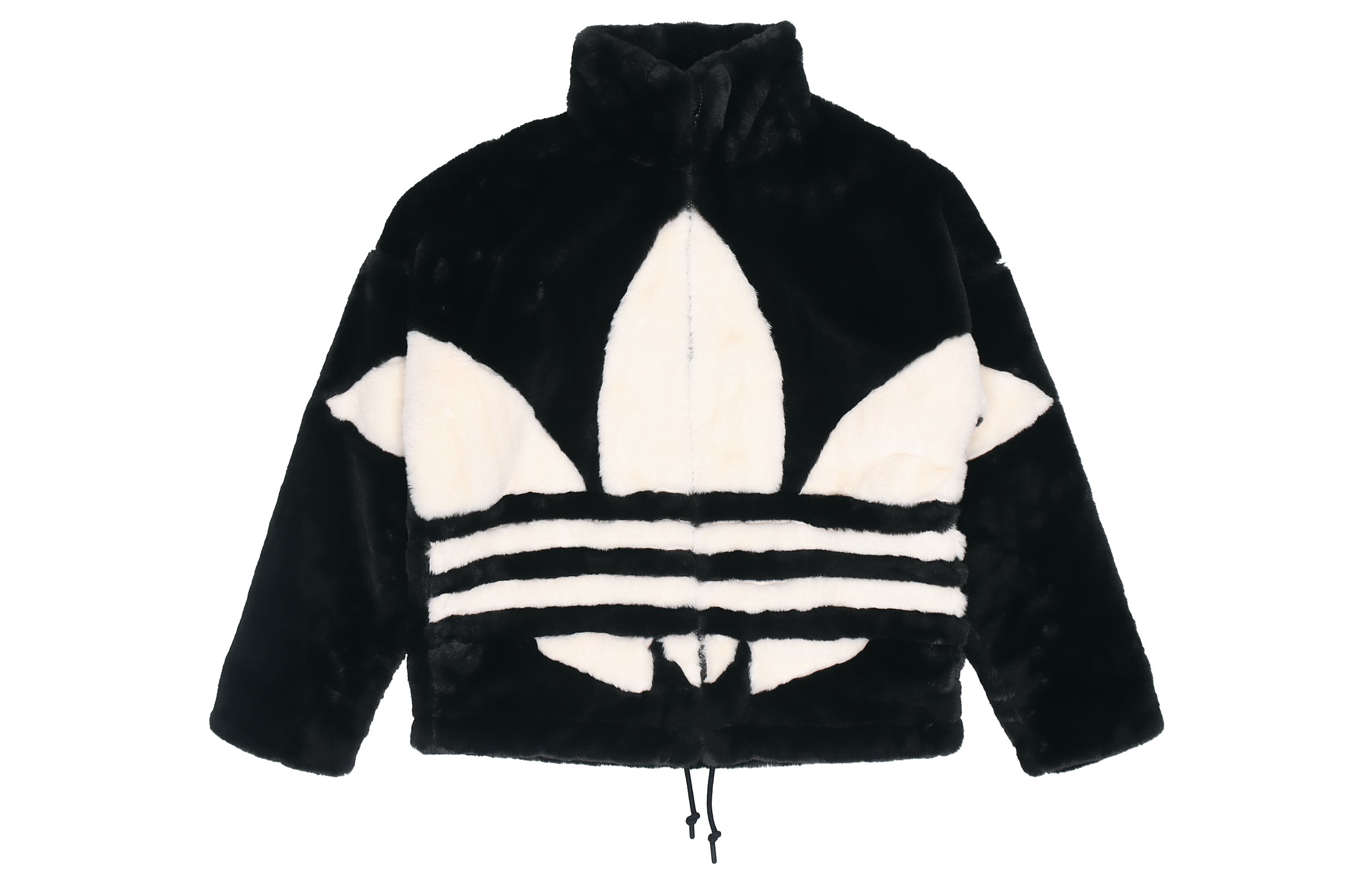 adidas Originals Faux Fur Logo Track Jacket Black Retro Style HC0323