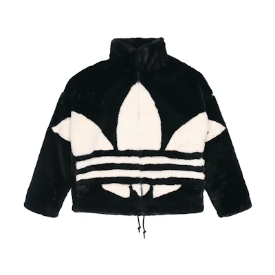 adidas Originals Faux Fur Logo Track Jacket Black Retro Style HC0323