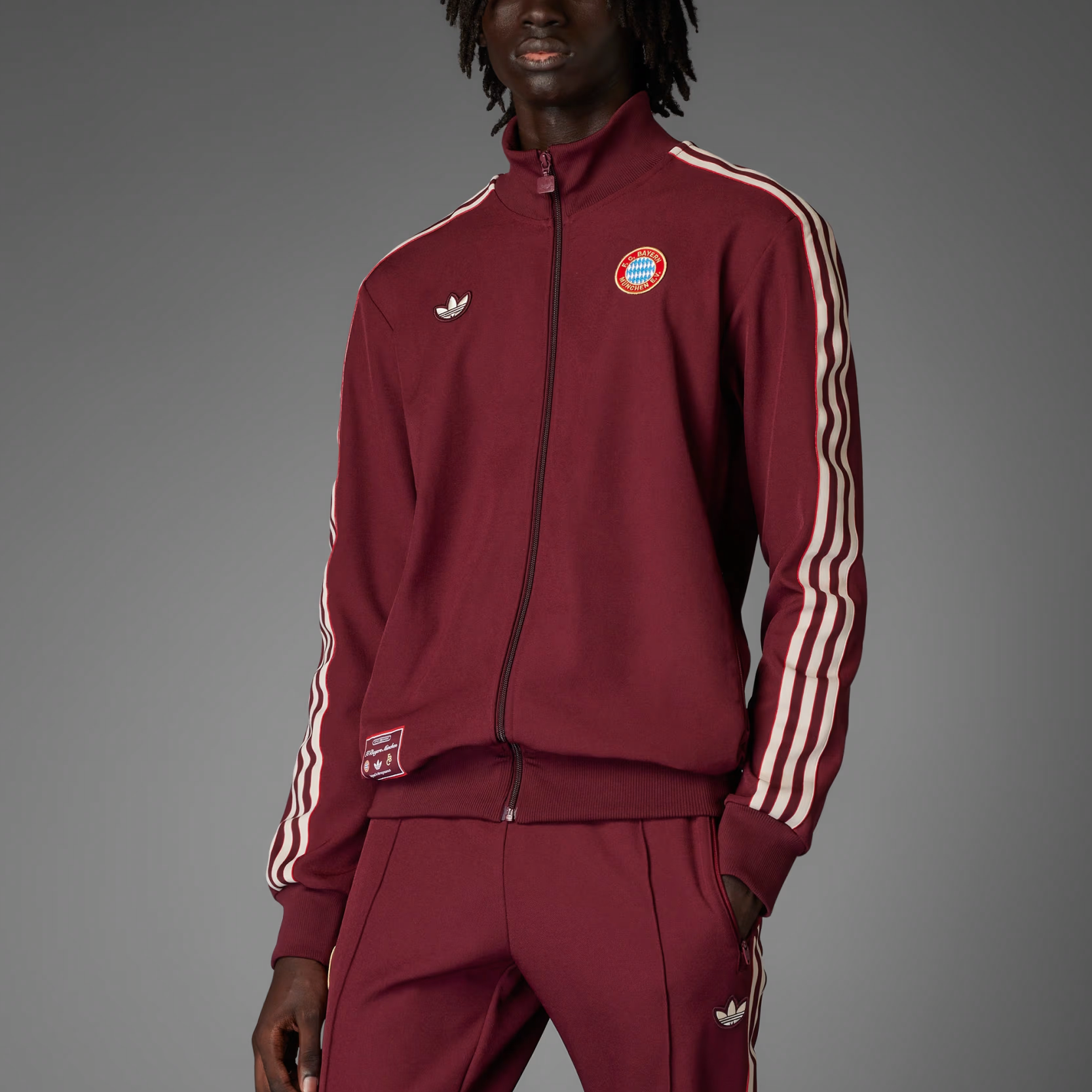 adidas Originals FC Bayern Terrace Icons Red Track Top Striped Jacket JF0582 圖 4