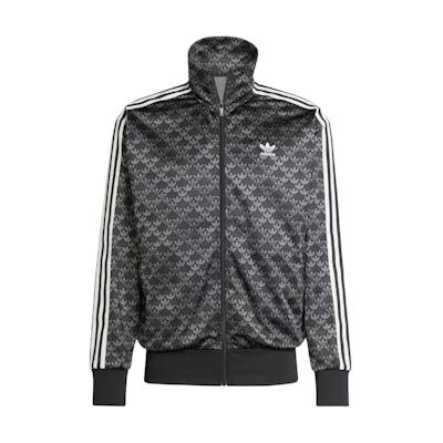 adidas Originals Firebird Mono Track Jacket Black Classic 3-Stripes Logo Print IS0218