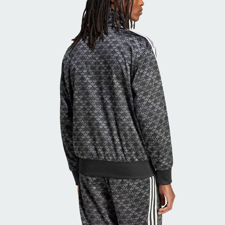 adidas Originals Firebird Mono Track Jacket Black Classic 3-Stripes Logo Print IS0218 圖 4
