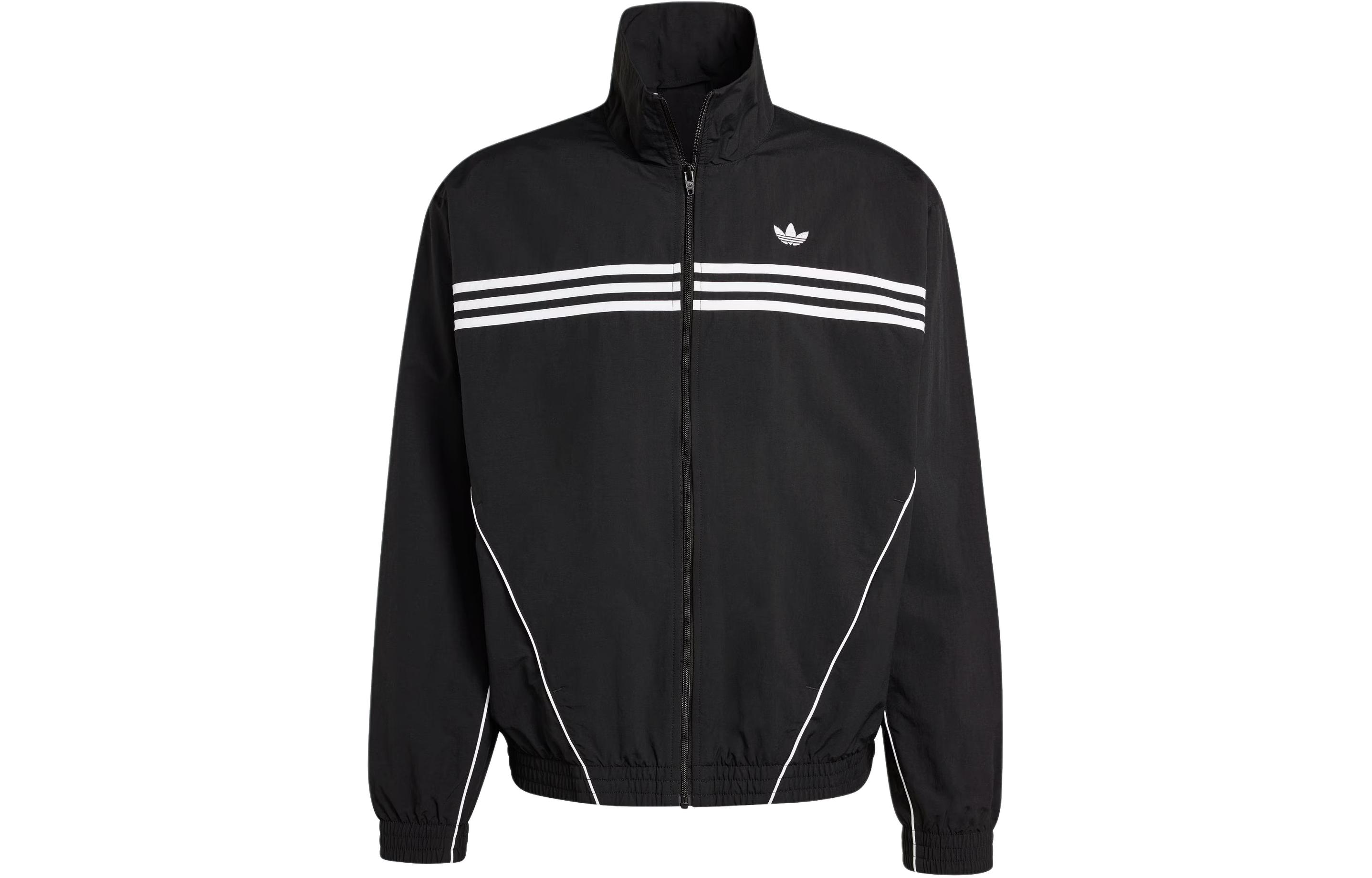 adidas Originals Flames Jacket Black Three-Stripes Colorblock Sports Jacket IS0242