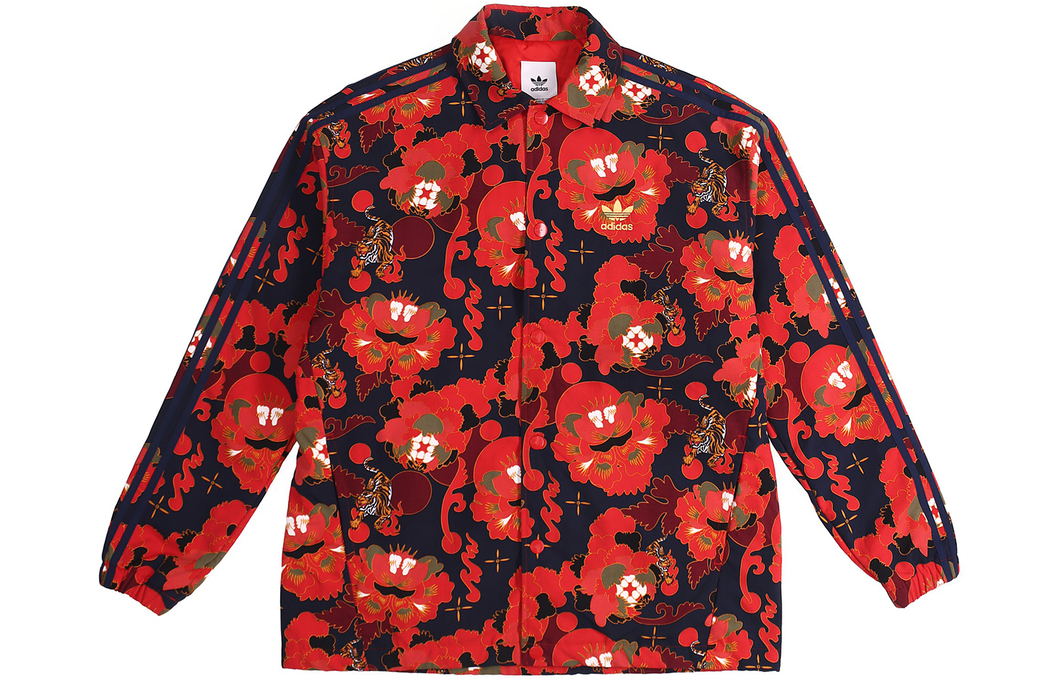 Adidas Originals Floral Gold Logo Coach Jacket Red GC8697 圖 2