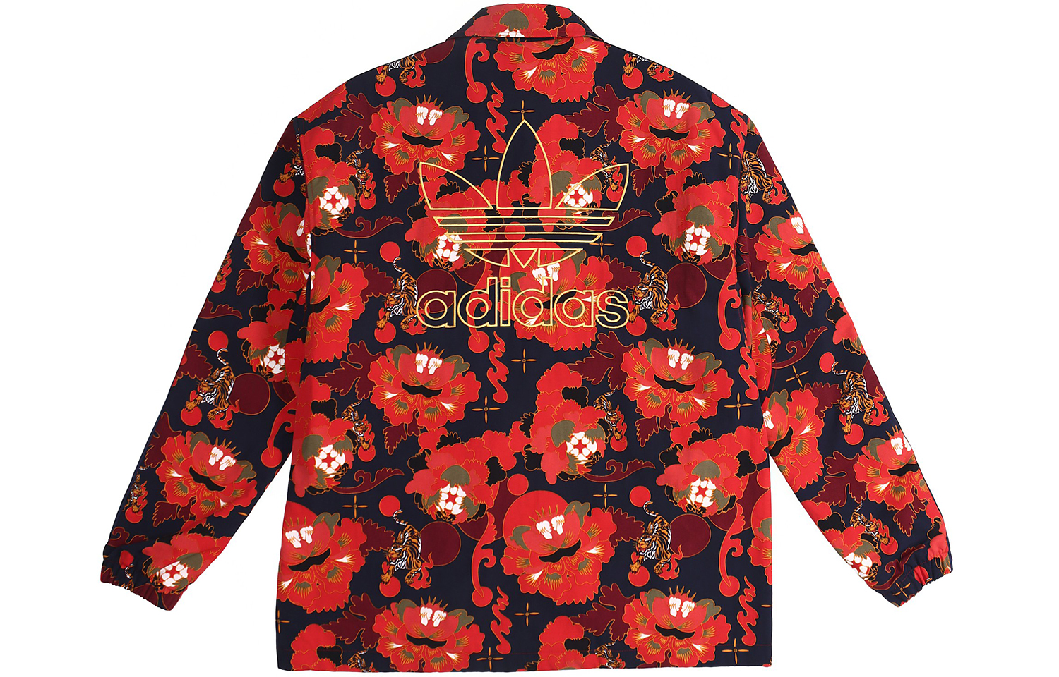 Adidas Originals Floral Gold Logo Coach Jacket Red GC8697 圖 3