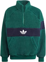 adidas Originals FRIFTA Winter Fleece Jacket Green Colorblock Logo Stand Collar IM4659 adidas Originals FRIFTA Winter Fleece Jacket Green Colorblock Logo Stand Collar IM4659