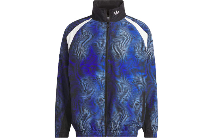 adidas Originals Full-Print Stand Collar Jacket Blue Black IL2334