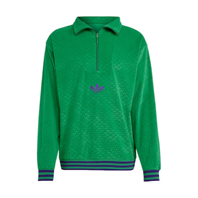 adidas Originals Funnel Velour Half-Zip Pullover Sweatshirt Green - IB3420