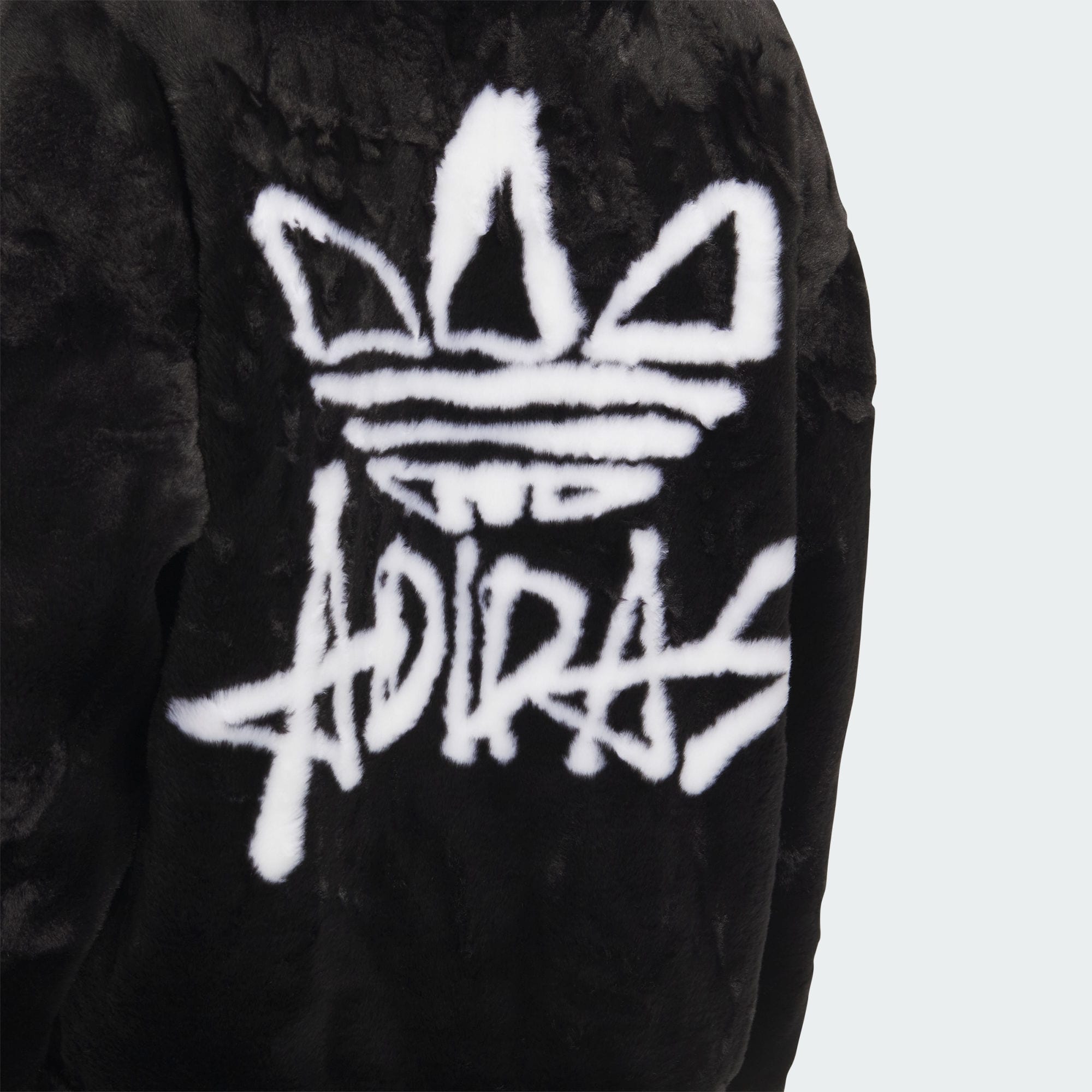 Shop adidas Originals 黑色復古人造毛外套 拉鍊款 男女休閒運動外套 JD3776