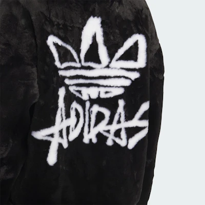 adidas Originals 黑色復古人造毛外套 拉鍊款 男女休閒運動外套 JD3776 Shop adidas Originals 黑色復古人造毛外套 拉鍊款 男女休閒運動外套 JD3776