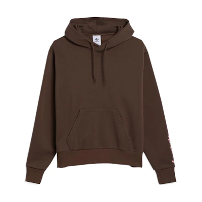 adidas Originals FW22 Brown Letter Logo Print Long Sleeve Hoodie Men HM6863