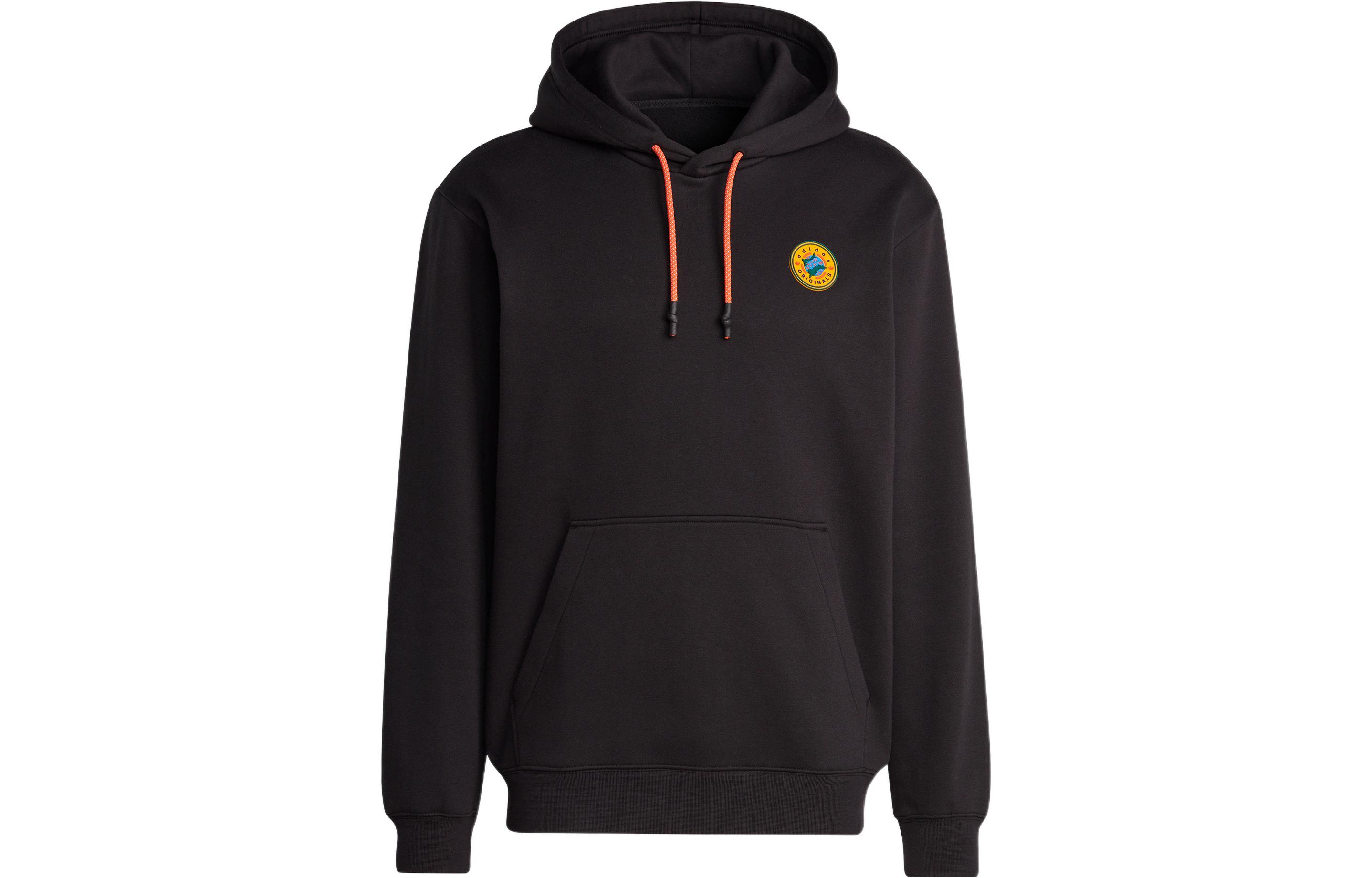 adidas Originals FW22 Wh Hoodie Black Pullover with Logo Patch Design II8477