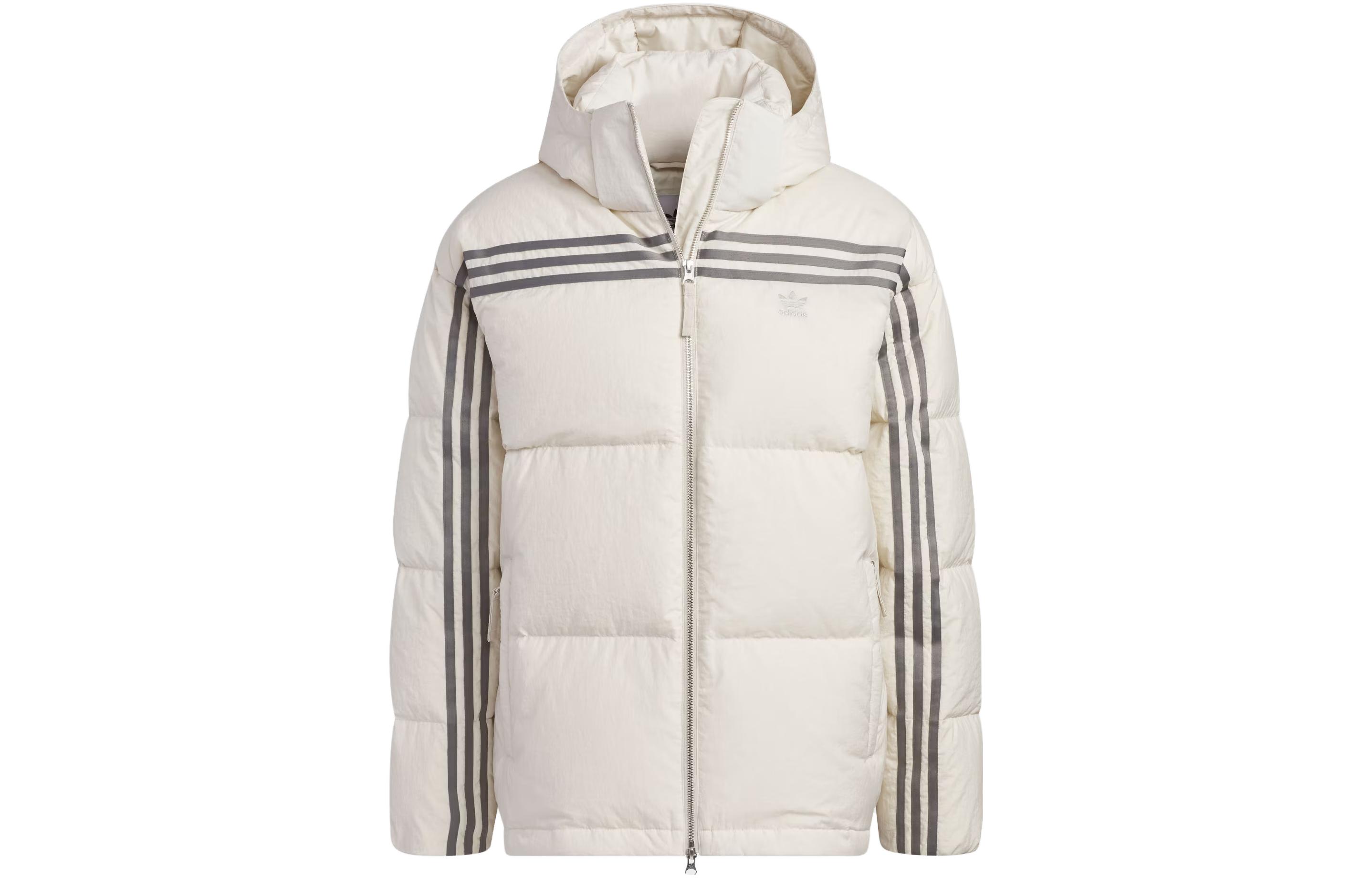 adidas Originals FW23  Winter 670 Fill Striped Puffer Jacket - Clear Brown. IU4830