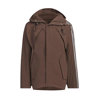 adidas Originals FW23 Triple Stripe Utility Hoodie Jacket Unisex Brown. IX7080