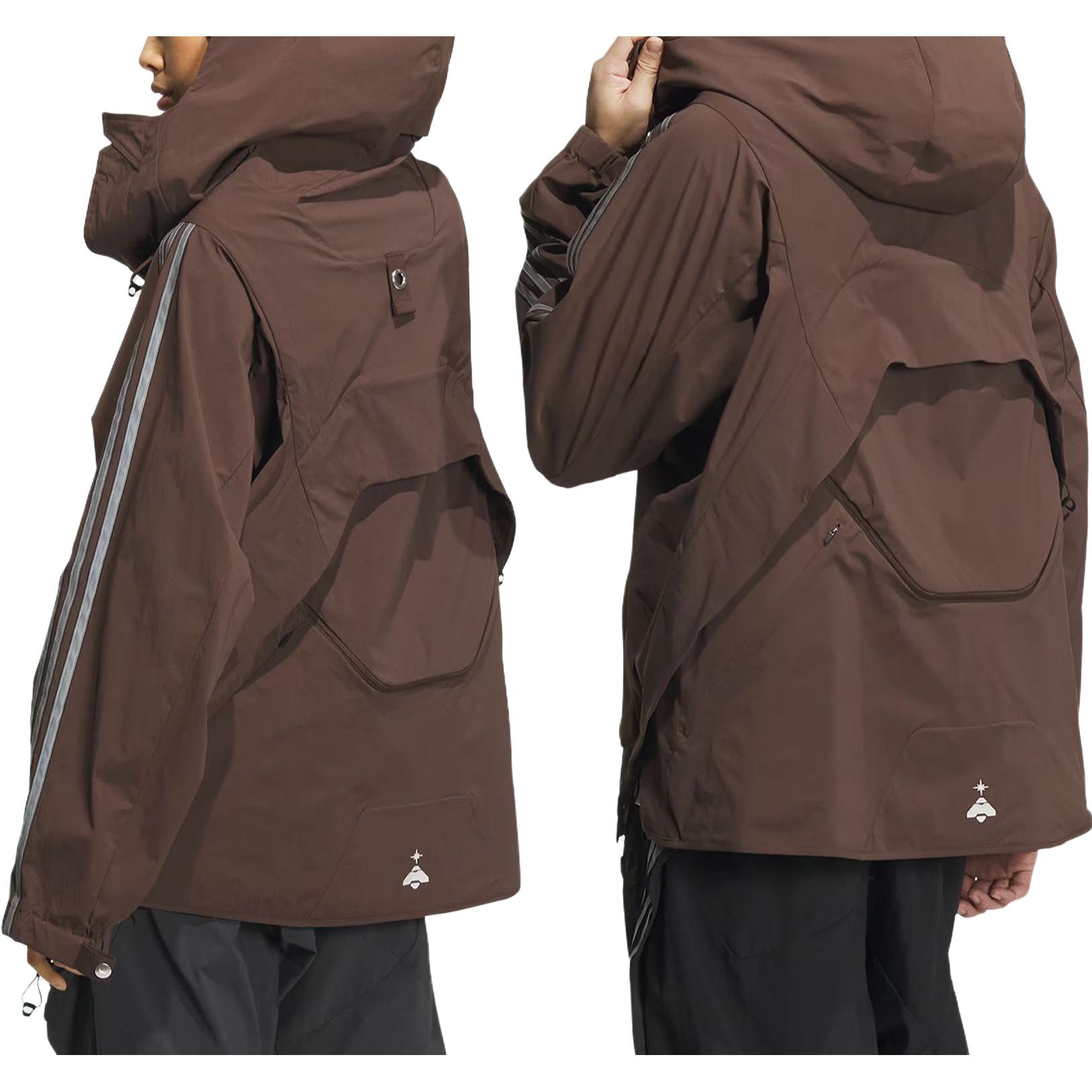 adidas Originals FW23 Triple Stripe Utility Hoodie Jacket Unisex Brown. IX7080 圖 11