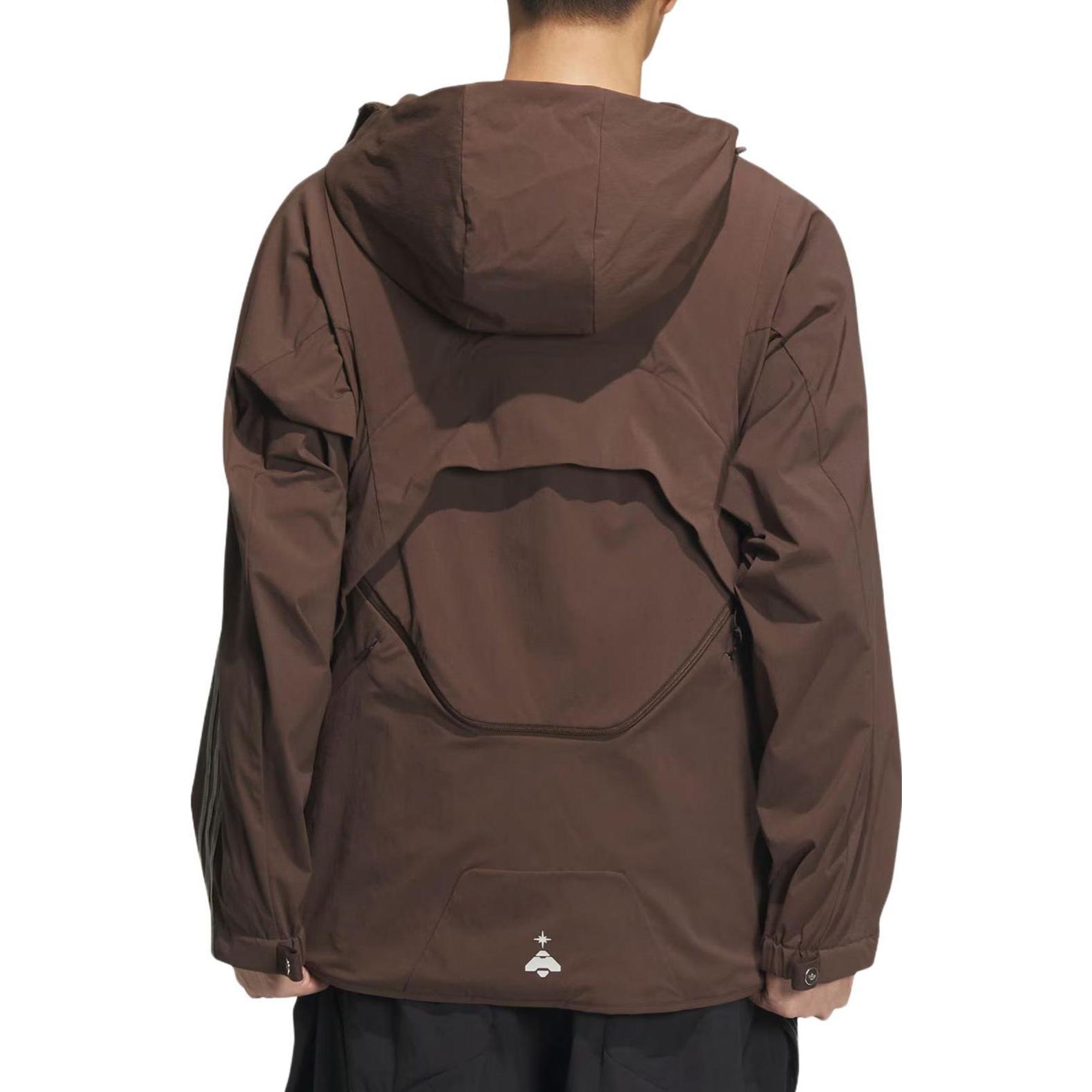 adidas Originals FW23 Triple Stripe Utility Hoodie Jacket Unisex Brown. IX7080 圖 7
