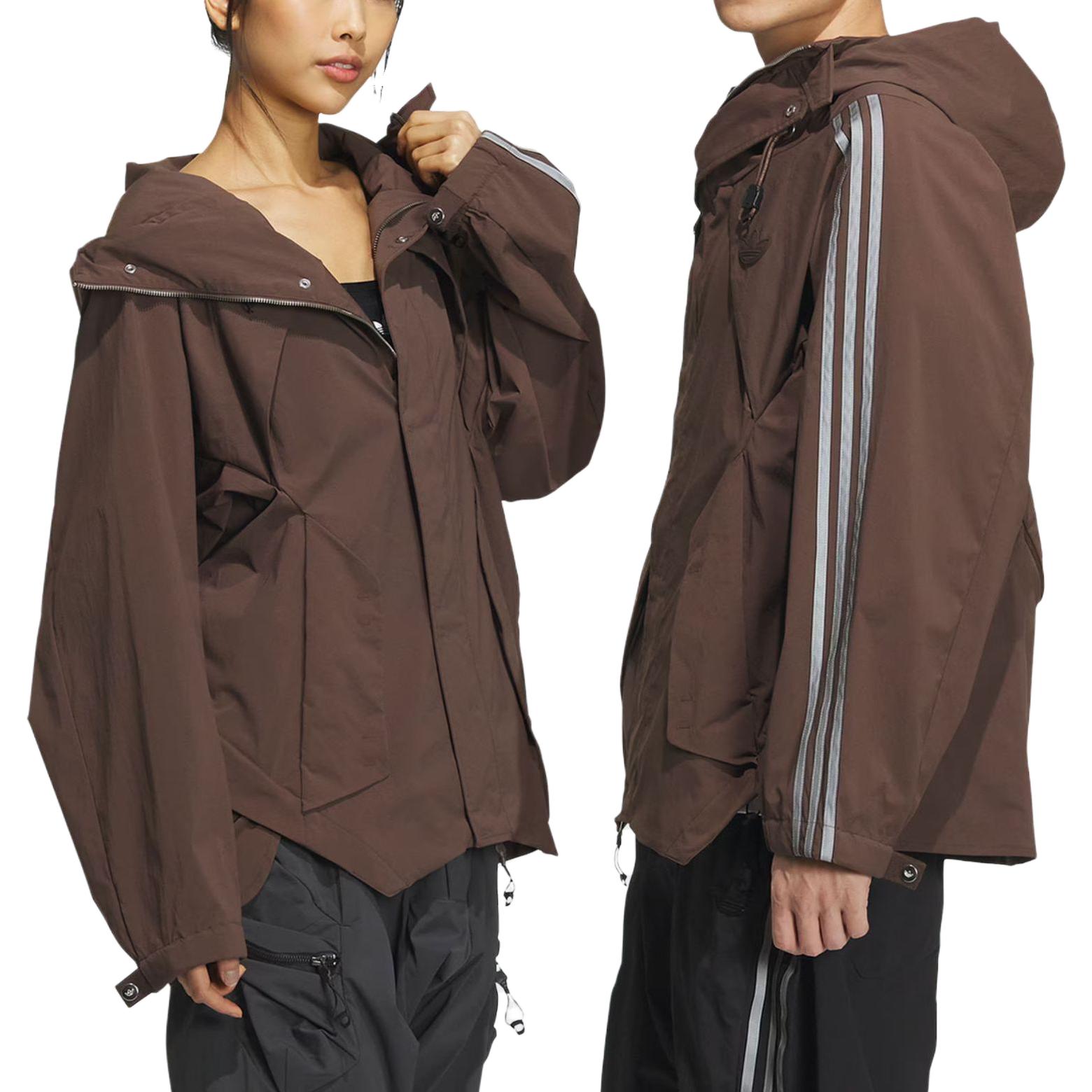 adidas Originals FW23 Triple Stripe Utility Hoodie Jacket Unisex Brown. IX7080 圖 10