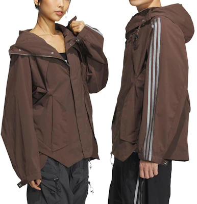 아디다스 오리지널 FW23 트리플 스트라이프 유틸리티 후디 재킷 유니섹스 브라운. IX7080 2