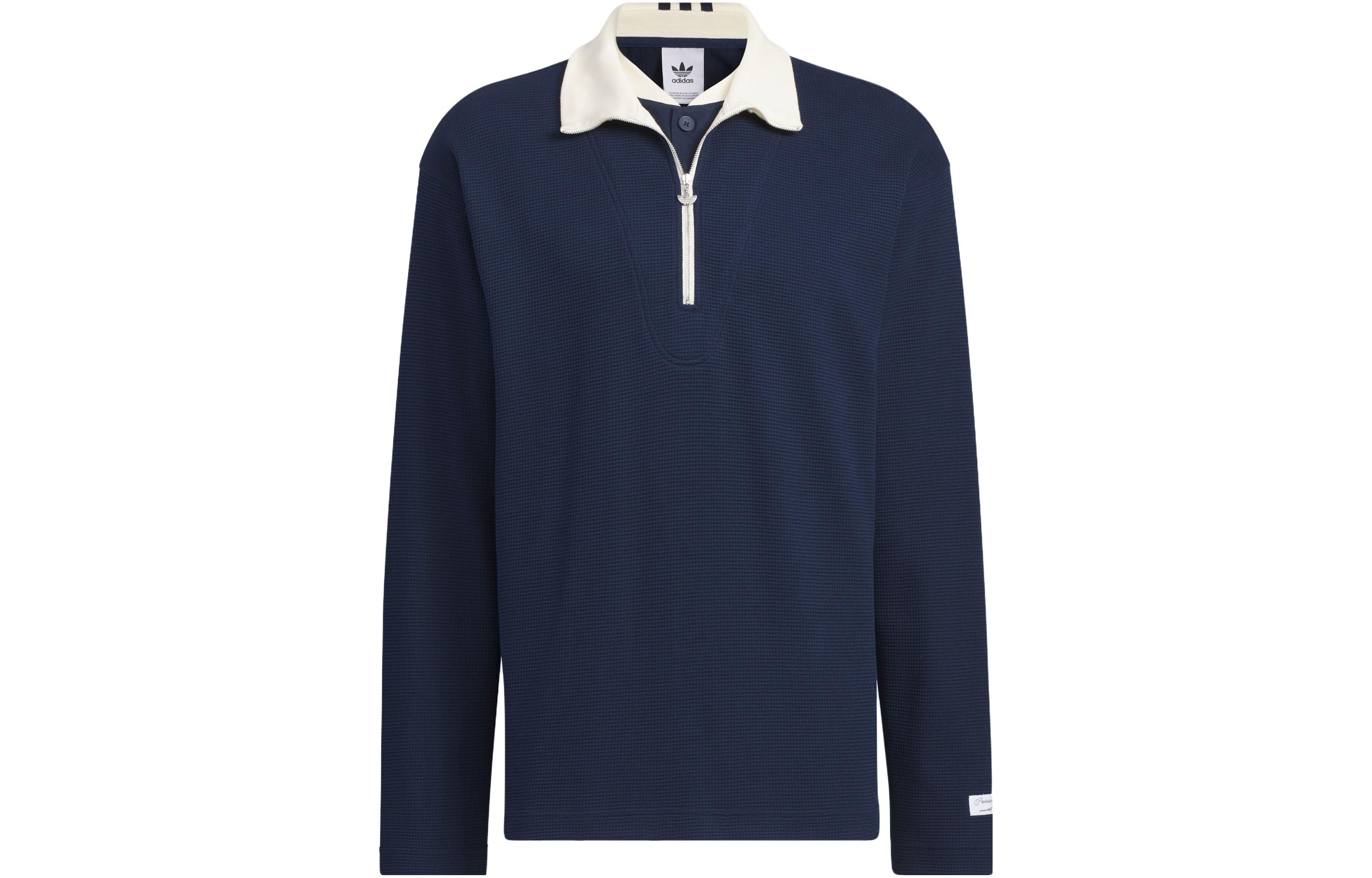 adidas Originals FW23 x Notitle Academy Style Colorblock Zip Polo Navy Unisex. IN2601