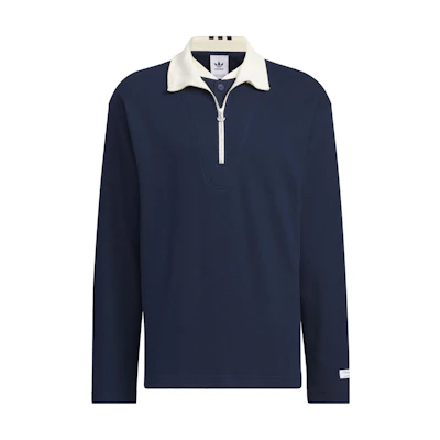 adidas Originals FW23 Notitle Academy Style Colorblock Zip Polo Navy Unisex. IN2601