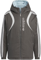 adidas Originals FW24 Puffer Down Jacket Gray Hooded Winter Coat. JD3751 adidas Originals FW24 Puffer Down Jacket Gray Hooded Winter Coat. JD3751