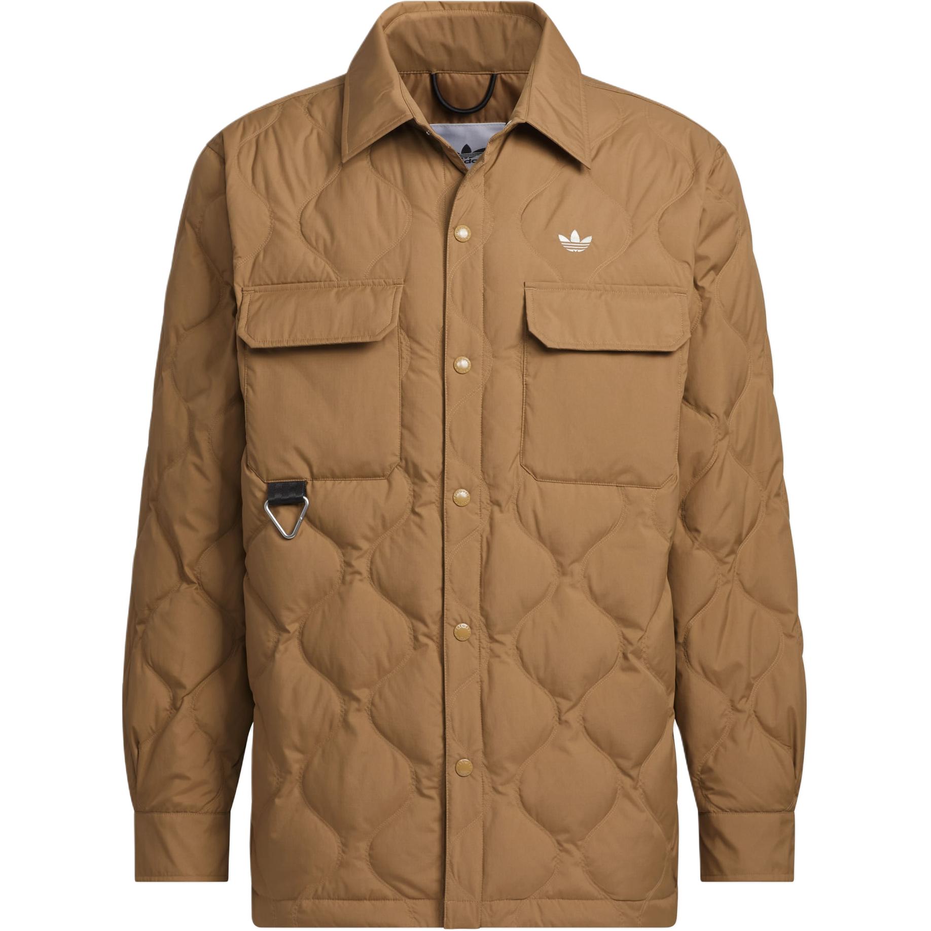 adidas Originals FW24 Lightweight Down Jacket Brown  Long Sleeve Coat. JD3748