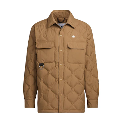 adidas Originals FW24 Lightweight Down Jacket Brown Long Sleeve Coat. JD3748