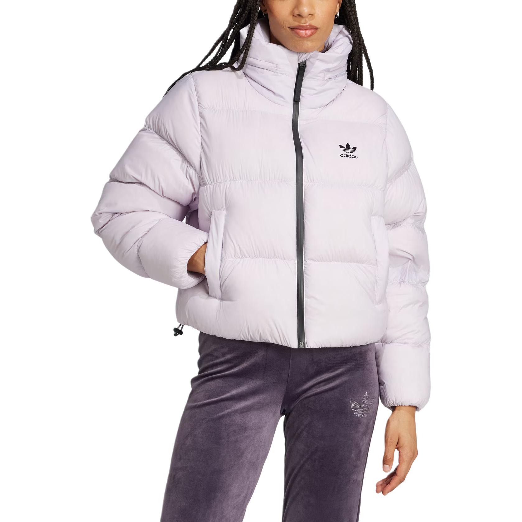 Lookbook アディダス オリジナルス FW24 リジェンダウン クロップ パファージャケット ユニセックス ライトパープル IW8369