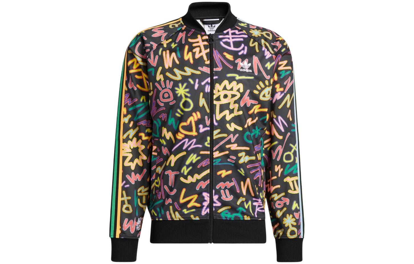 adidas Originals Geometric Print Stripe Baseball Jacket Black (Japan Edition) Men HC3088