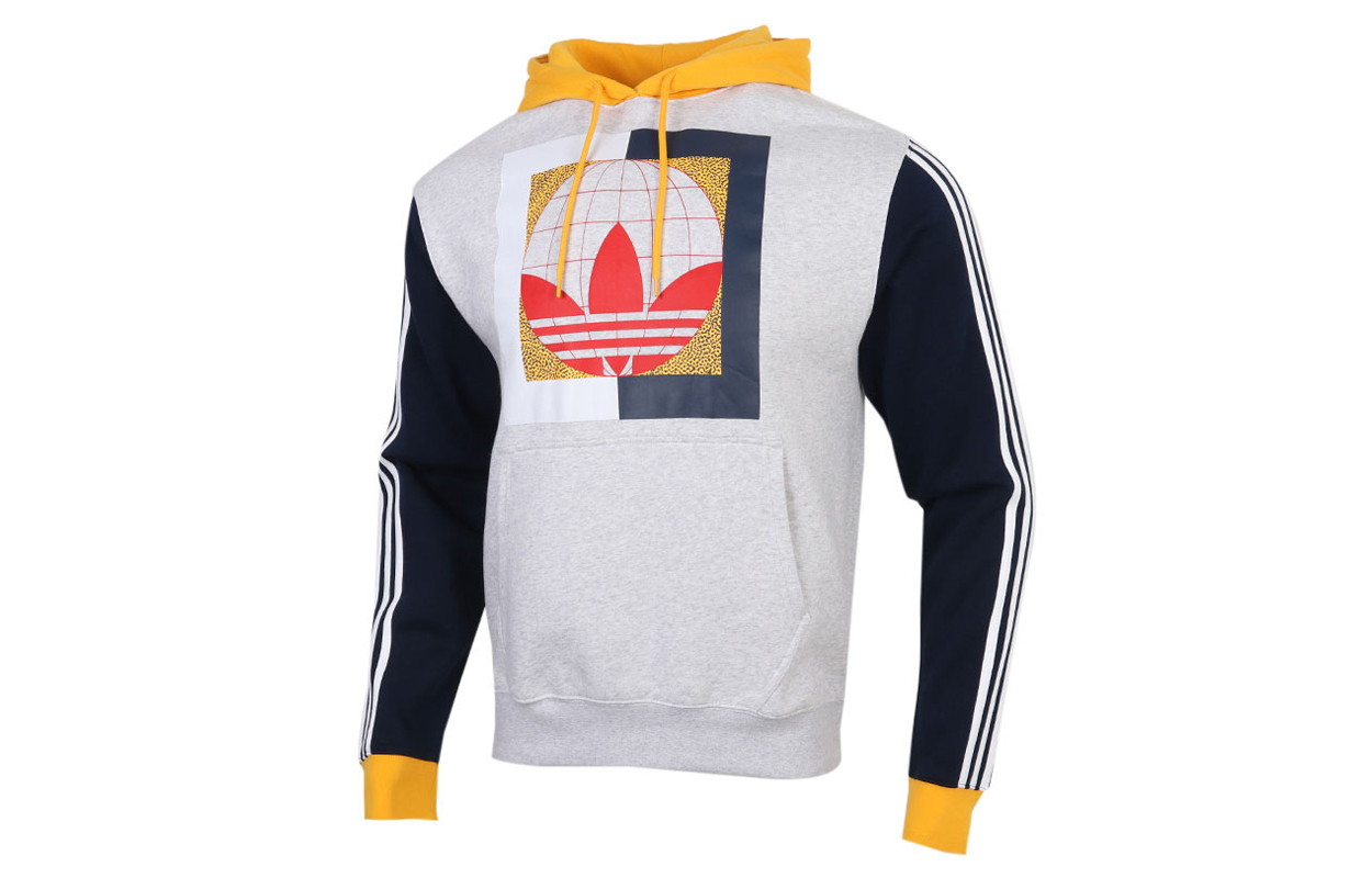 adidas Originals Globe HDY Colorblock Striped Logo Pullover Hoodie White GD2116