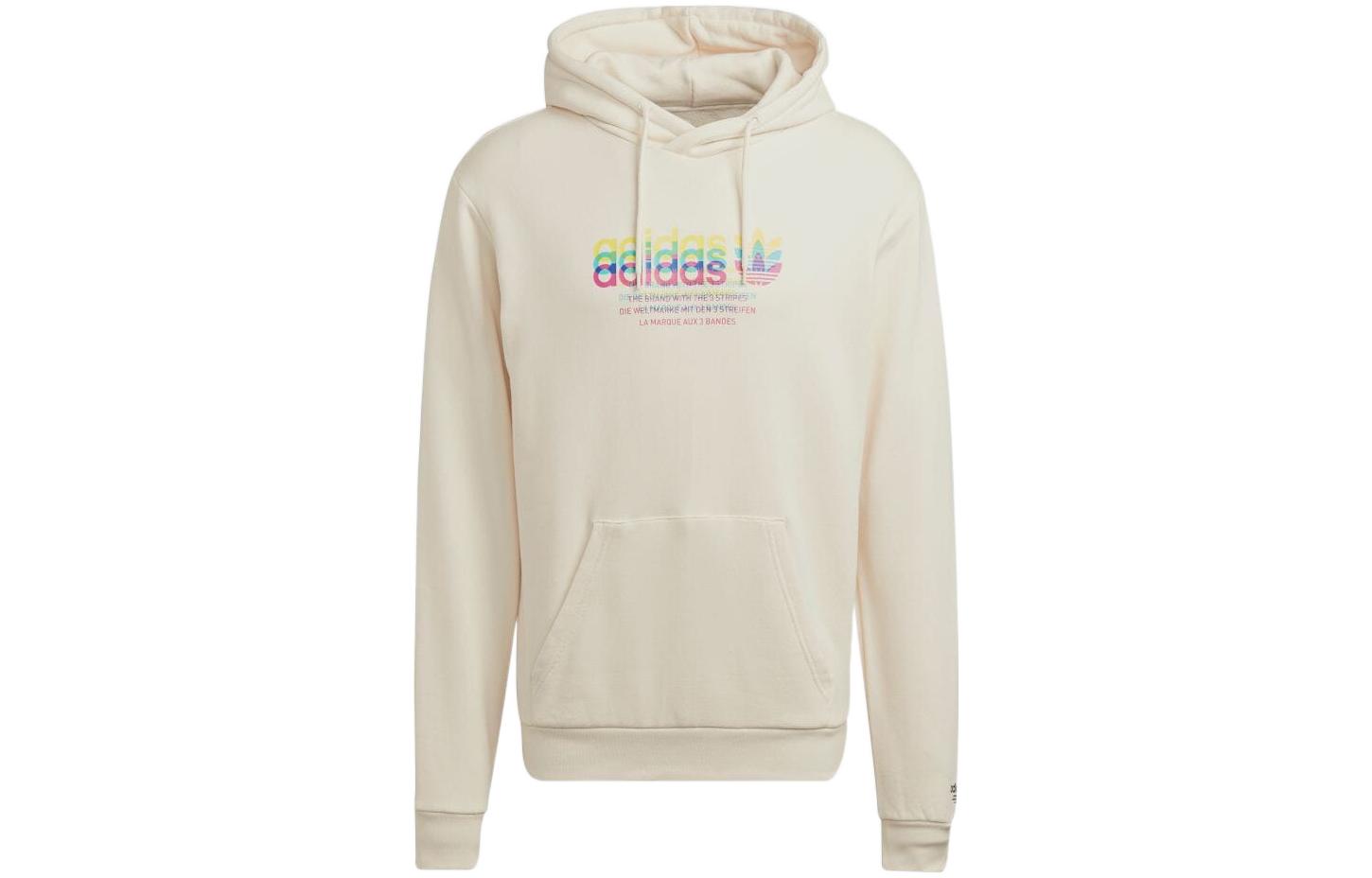 adidas Originals Gradient Logo Print Hoodie Pullover Off-White HK5149