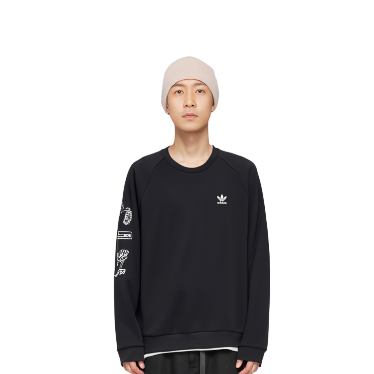 Cheap Adidas Originals 圖案圓領黑色長袖運動衫 DP8576
