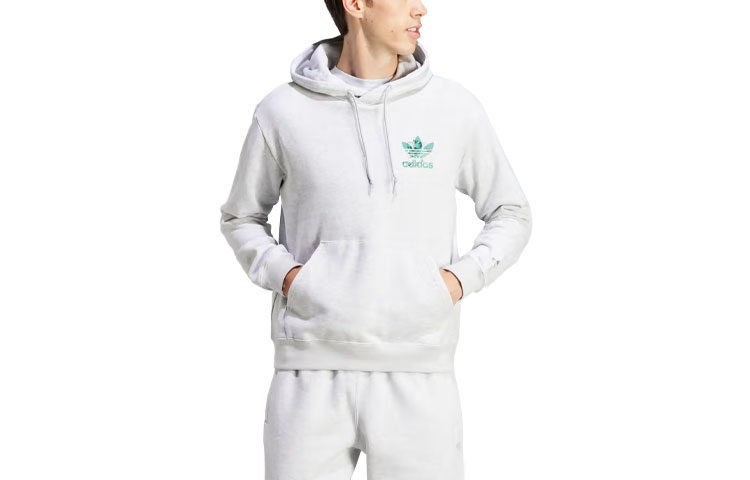 adidas Originals Graphic Liquid Trefoil Hoodie Men’s Grey Casual Sweatshirt IL5150