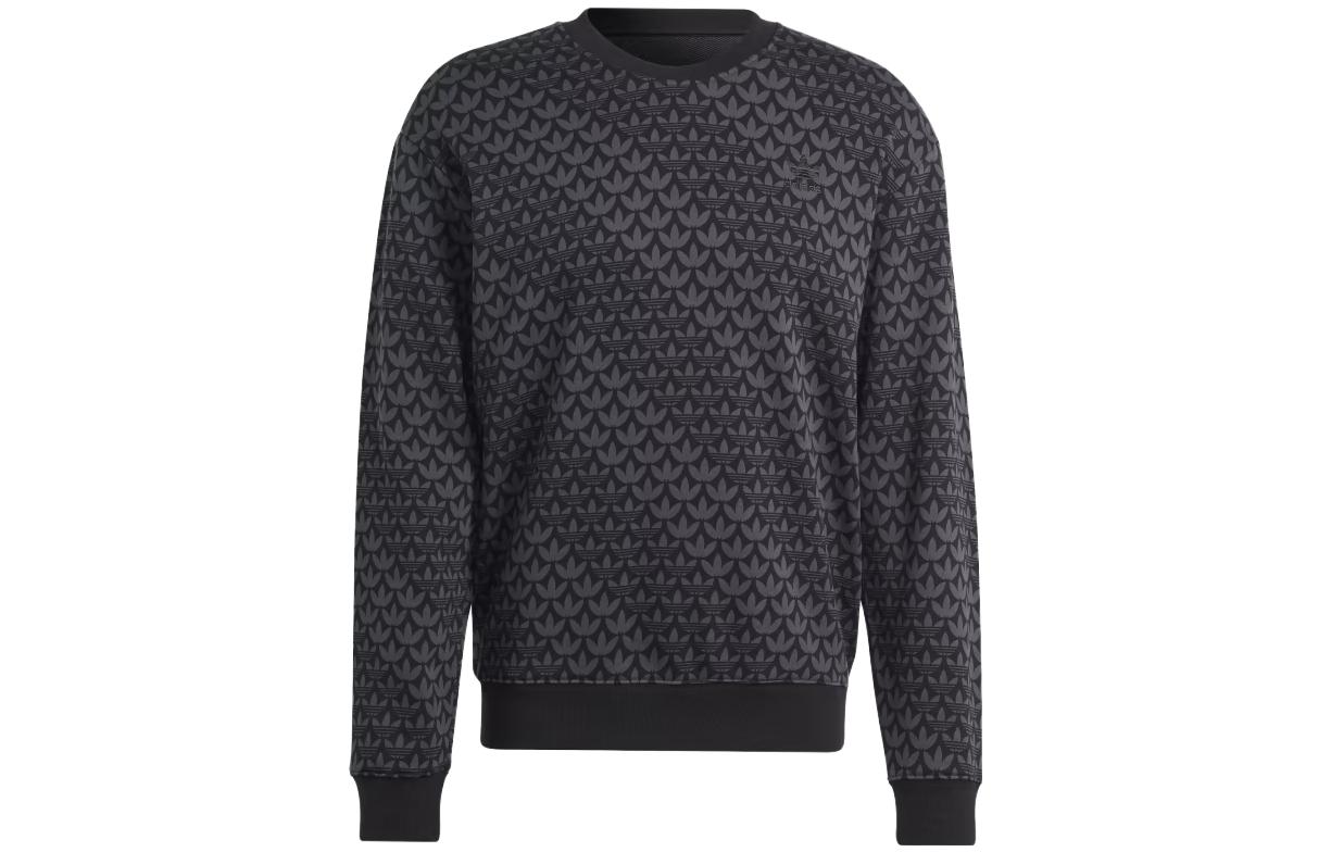 adidas Originals Graphics Monogram Crew Logo Oversized Black Sweatshirt Mens II8165
