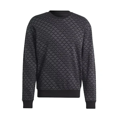 adidas Originals Graphics Monogram Crew Logo Oversized Black Sweatshirt Mens II8165