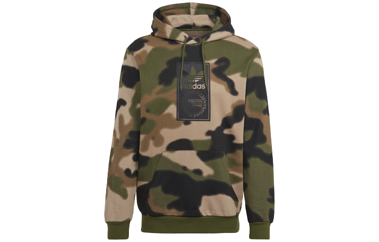 adidas Originals Green Camo Pullover Hoodie Casual Sportswear GN1879