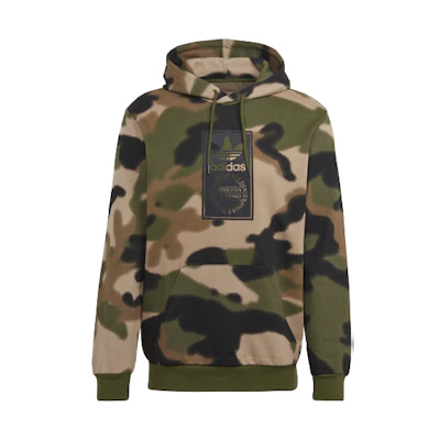 adidas Originals Green Camo Pullover Hoodie Casual Sportswear GN1879