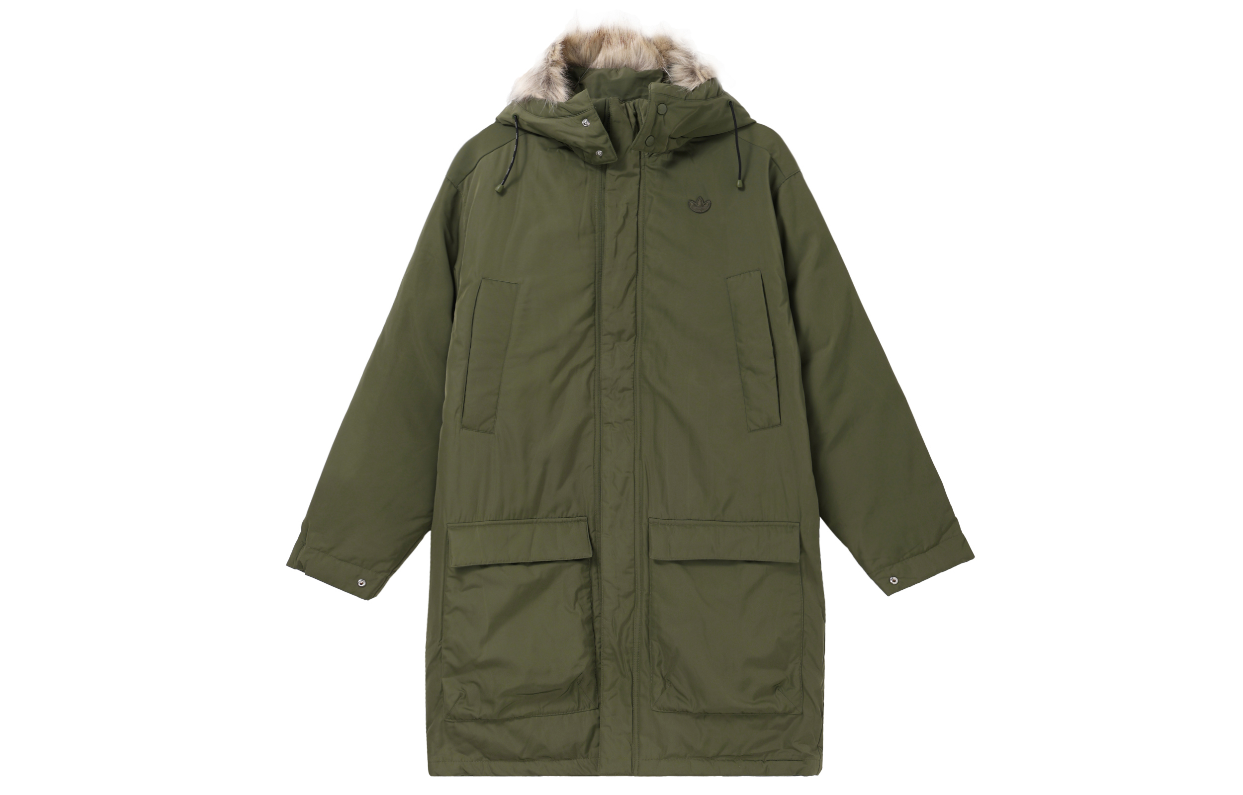 adidas Originals Green Down Fur Parka Winter Casual Sports Jacket GE1317