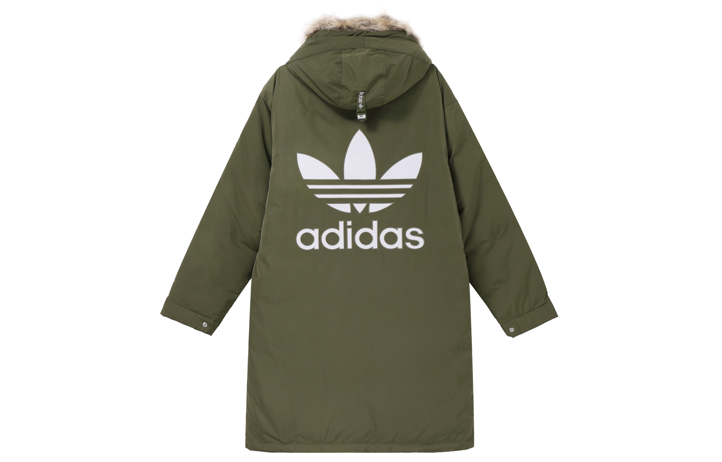 Lookbook adidas Originals Green Down Fur Parka Winter Casual Sports Jacket GE1317